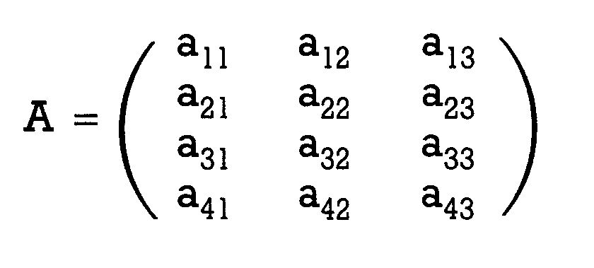 Matrix A mit symbolischen Elementen a_ij in vier Zeilen