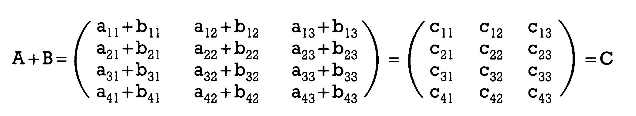 Allgemeine Formel der Matrizenaddition mit a_ij, b_ij und c_ij