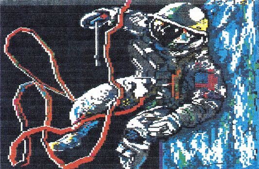 Farbiger Ausdruck eines Tauchers mit Ausrüstung unter Wasser