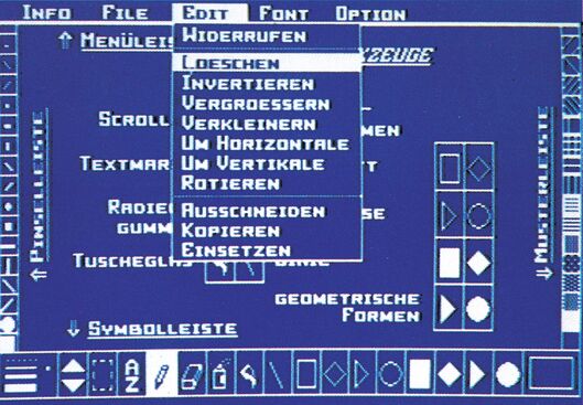 Profi Painter mit geöffnetem Pull-Down-Menü EDIT