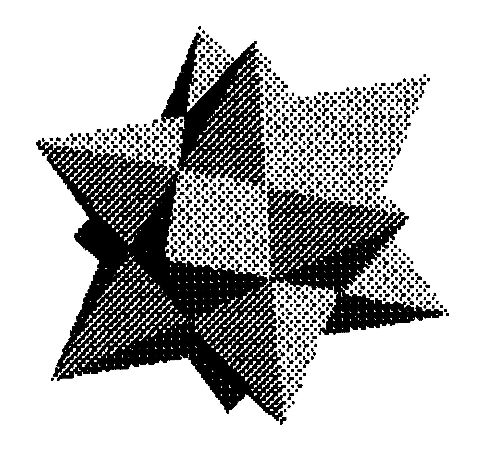 Gerasterter dreidimensionaler sechszackiger Stern mit Schlagschatten