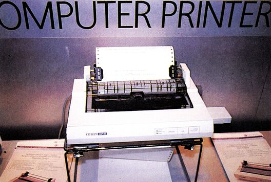 Foto des Citizen LSP 10 unter der Bauchbinde »COMPUTER PRINTER«