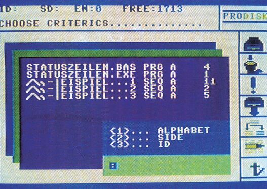 Screenshot der ProDisc-Benutzeroberfläche mit Fenstern und Symbol-Leiste