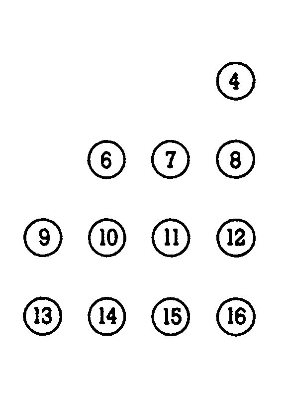 4x4-Gitter mit Spielsteinen 4, 6-16 (Stein 1, 2, 3, 5 entfernt)