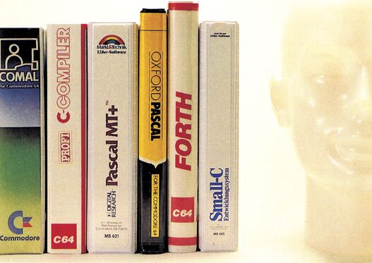 Verpackungen von Programmiersprachen wie Comal, Compiler, Pascal MT+, Oxford Pascal, Forth, Small-C