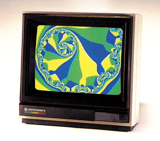 Commodore 1801 mit Mandelbrot-Fraktal als Bildschirminhalt