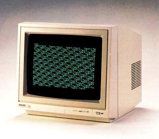 Philips BM 7502 Monochrom-Monitor mit grünem Bildschirminhalt