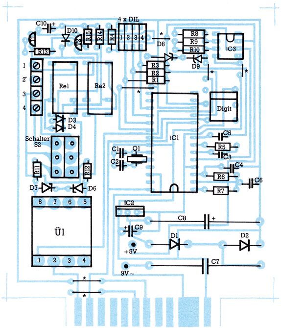 Bestückungsplan der Modem-Platine