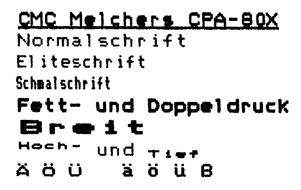 Druckmuster der Schrifttypen des CPA-80X