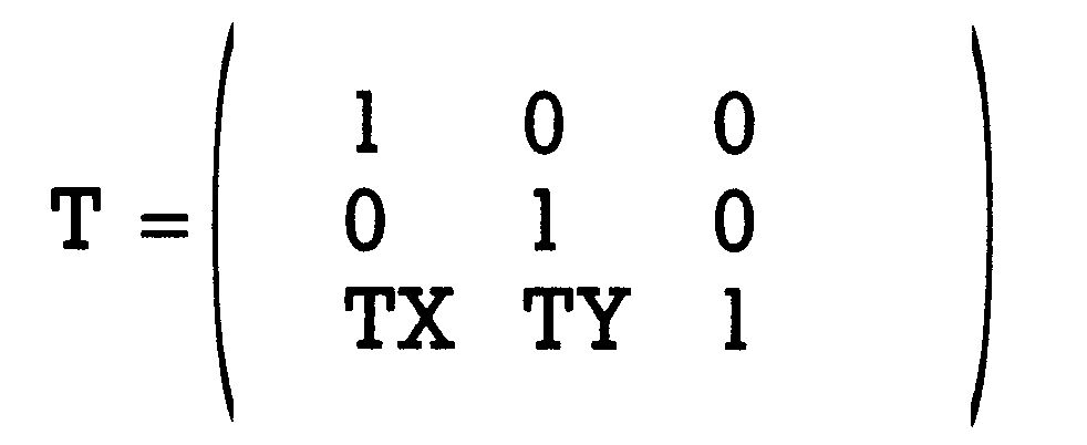 Grüner Formelkasten: Translationsmatrix T als 3,3-Matrix mit TX und TY in der unteren Zeile