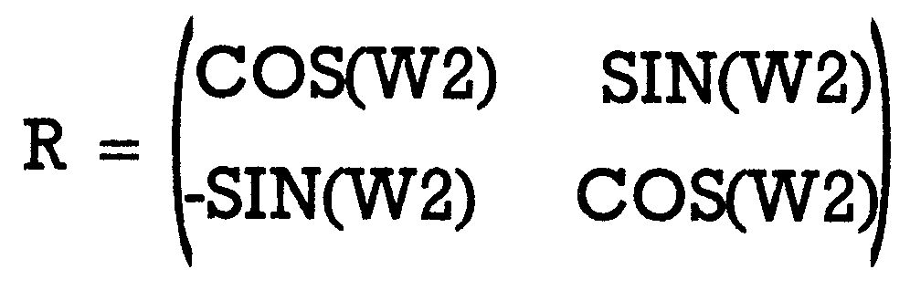 Grüner Formelkasten: Rotationsmatrix R aus COS(W2) und SIN(W2)