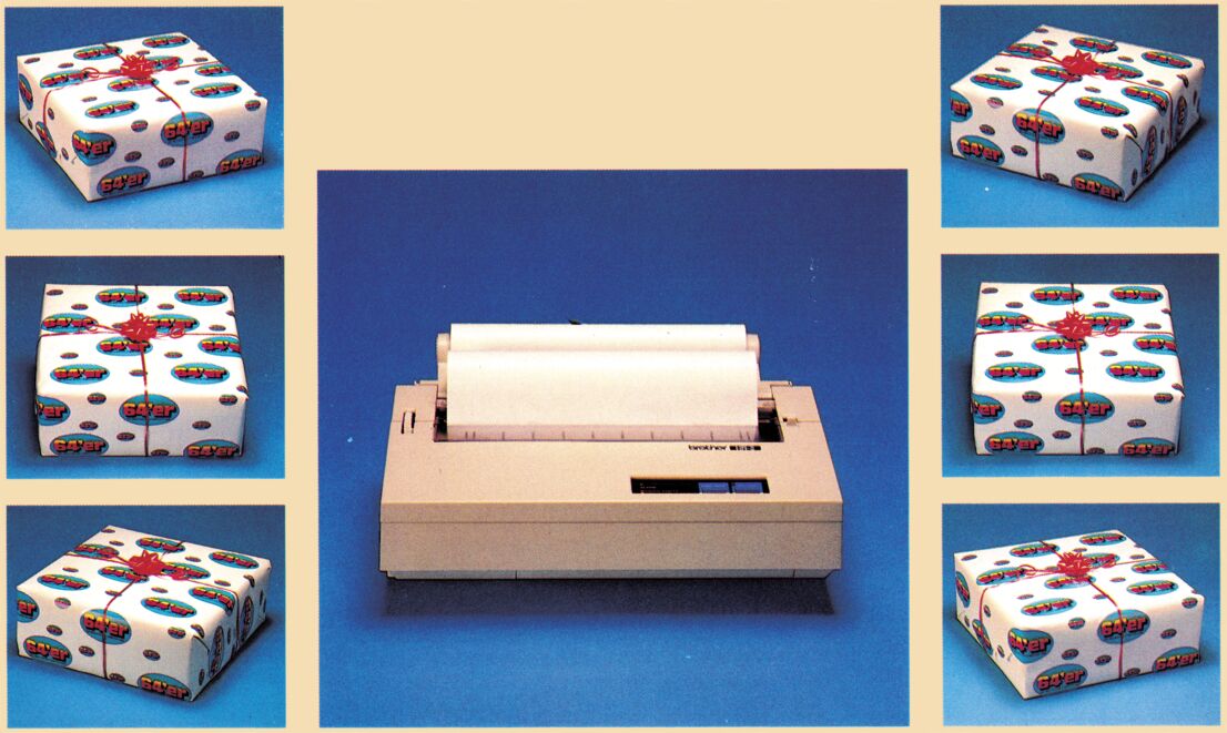 Ein heller Matrixdrucker mit eingelegtem Papier auf blauem Hintergrund