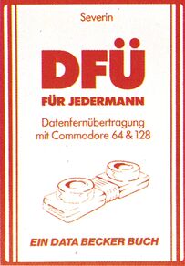 Weiß-rotes Buchcover mit der Zeichnung eines Akustikkopplers und der Aufschrift »DFÜ für jedermann«