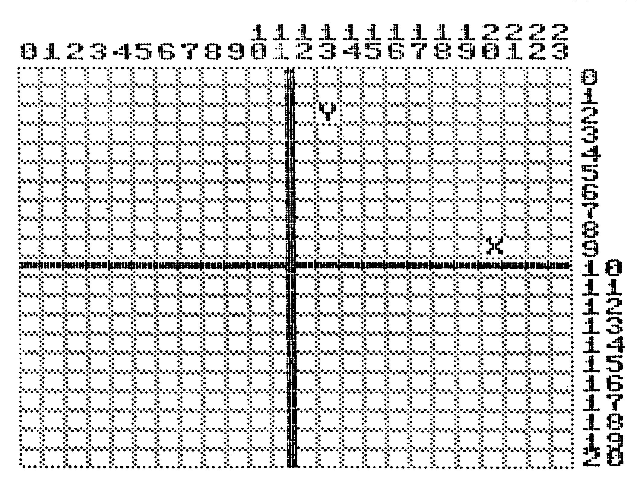 Gerastertes Koordinatengitter mit nummerierten Achsen und den Markierungen X und Y