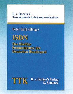 Blau-weißes Buchcover »ISDN — Das künftige Fernmeldenetz der Deutschen Bundespost«