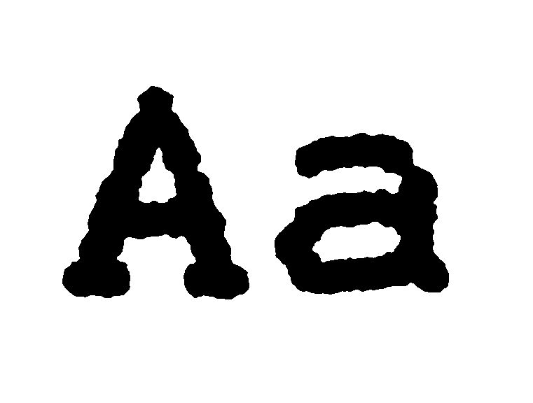 Stark vergrößerter Ausdruck der Buchstaben »Aa« mit sichtbarer Punktmatrix