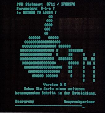 Bildschirmausdruck mit einem aus Zeichen gesetzten Bild und der Zeile »Version 5.2«