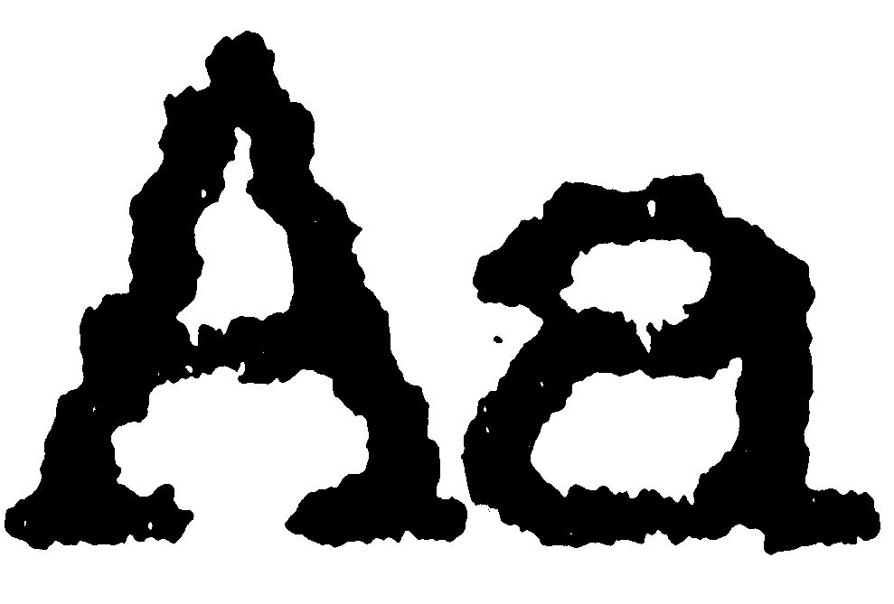 Die Buchstaben »Aa« in stark vergrößerter Punktmatrix-Schrift