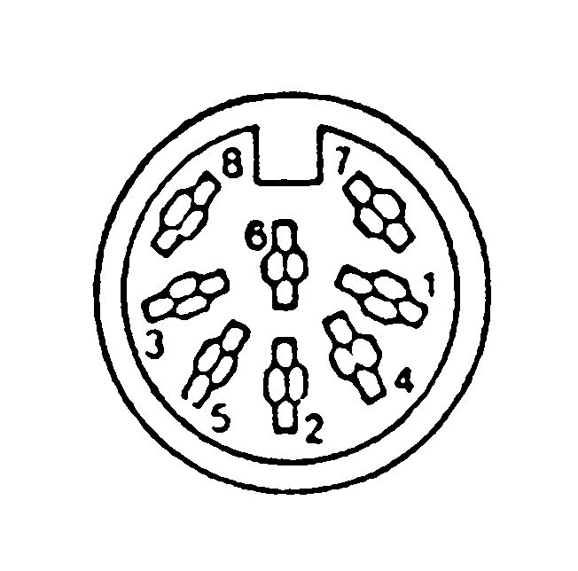 Achtpolige Buchse mit numerierten Kontakten 1 bis 8