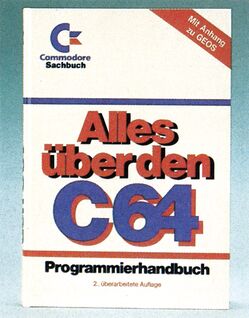 Buchumschlag »Alles über den C64 – Programmierhandbuch«, Commodore Sachbuch, mit Eckaufdruck »Mit Anhang zu GEOS«