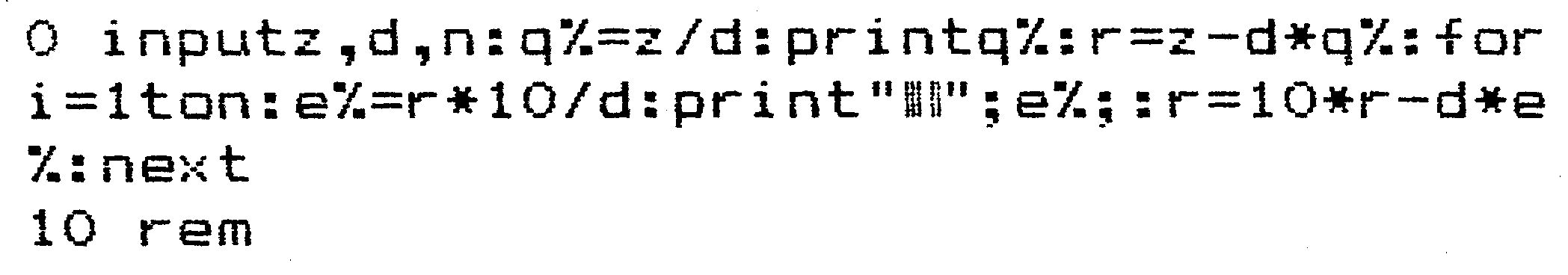 Basic-Listing mit den Zeilen 0 und 10; in Zeile 0 stehen zwischen Anführungszeichen zwei Grafikzeichen