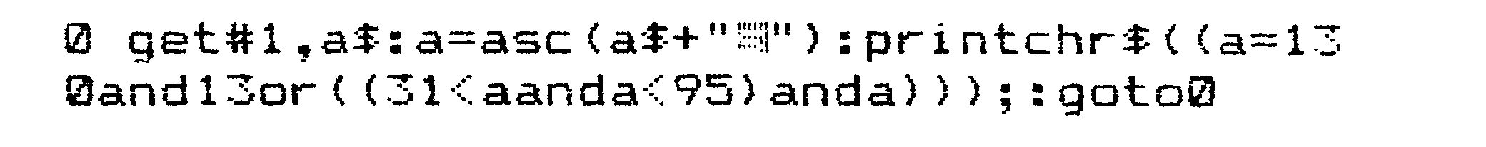 Basic-Listing mit Zeile 0; zwischen den Anführungszeichen steht ein Grafikzeichen