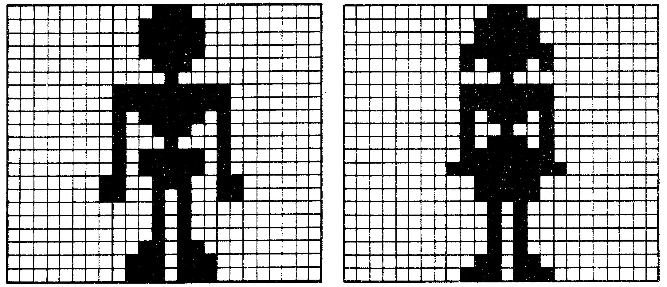 Zwei Sprite-Raster nebeneinander mit je einer schwarzen menschlichen Figur